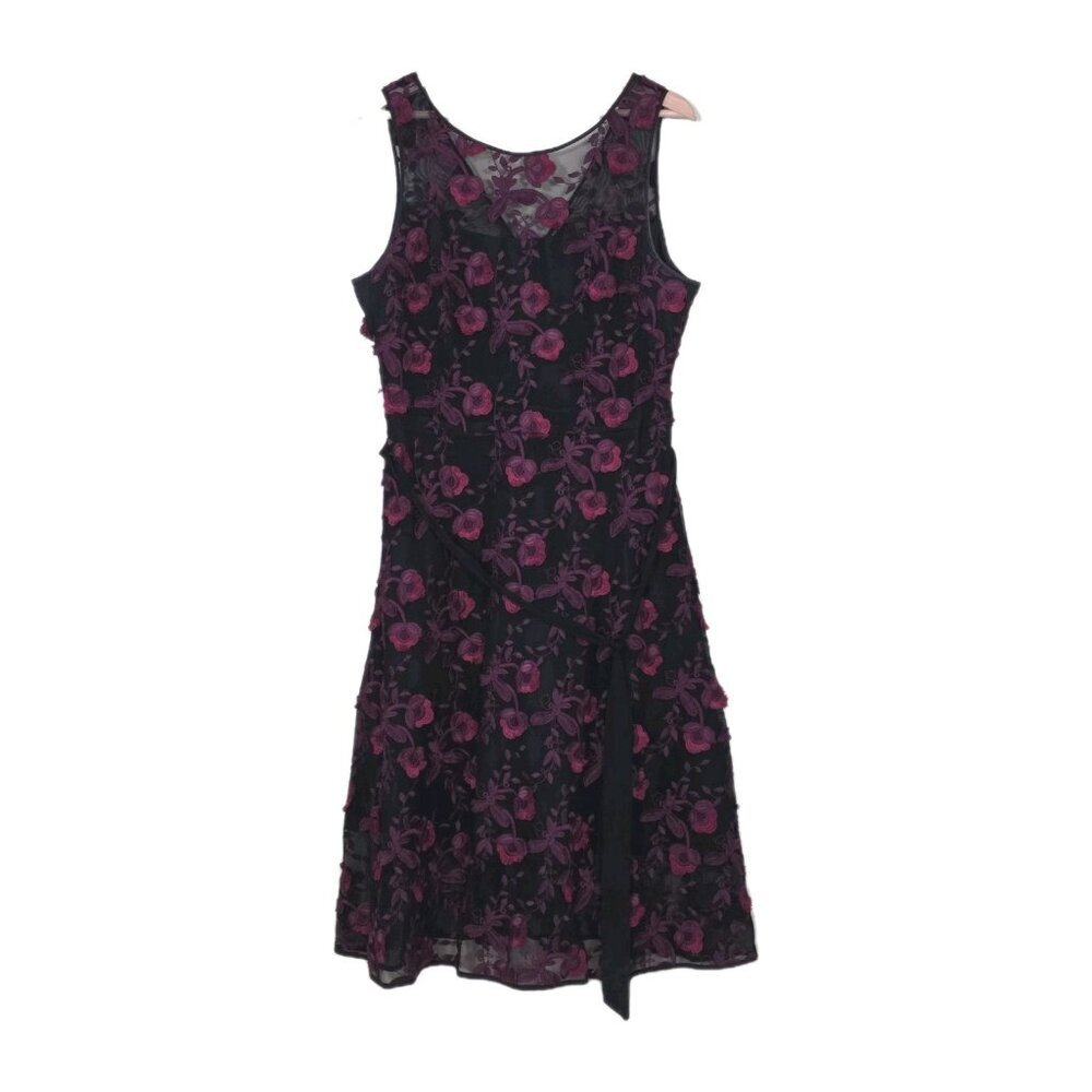 WHBM Floral Whimsigoth Dress 14 Sleeveless Mesh Lined Fairy Grunge Dark Romance